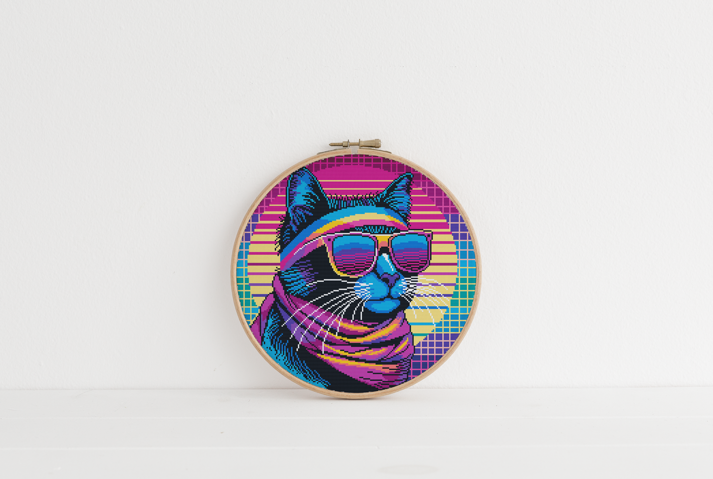 Retro Cool Cats - Disco Fever Neon Cat Cross Stitch Pattern