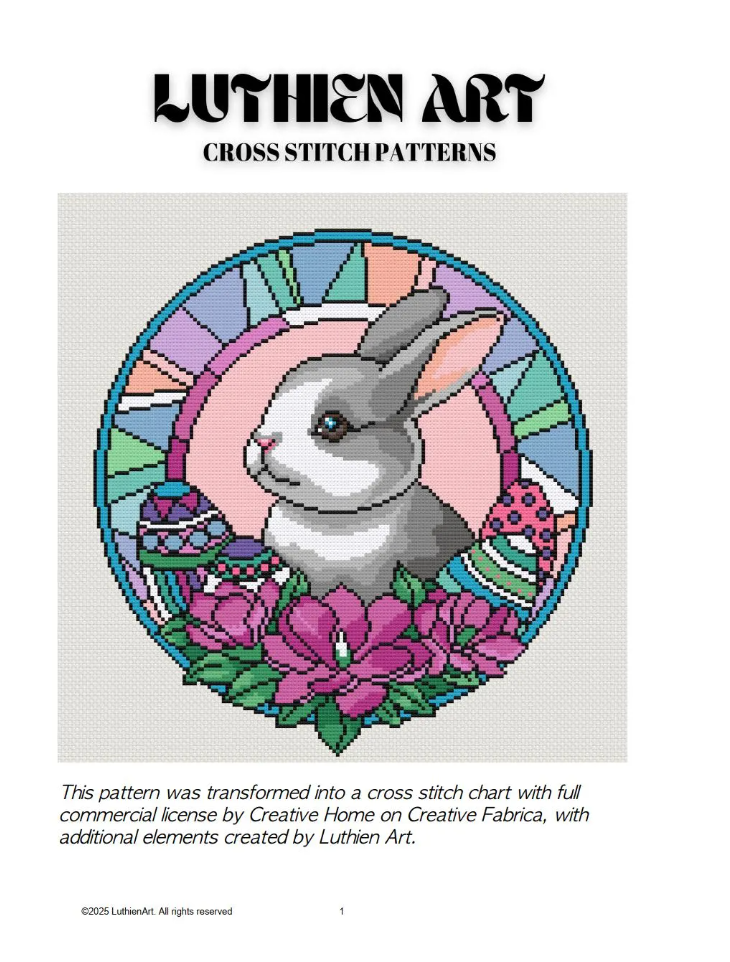 Spring Time Easter Bunny Cross Stitch Pattern