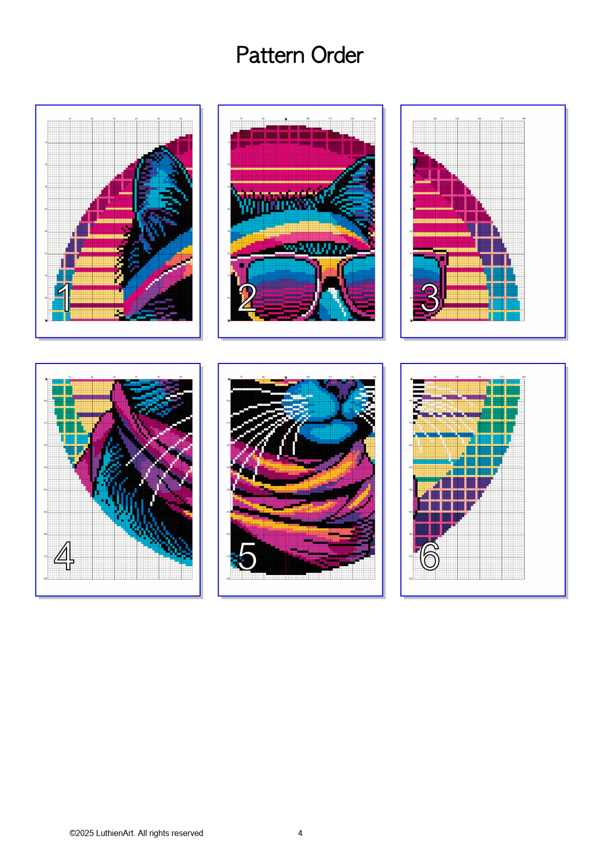 Retro Cool Cats - Disco Fever Neon Cat Cross Stitch Pattern