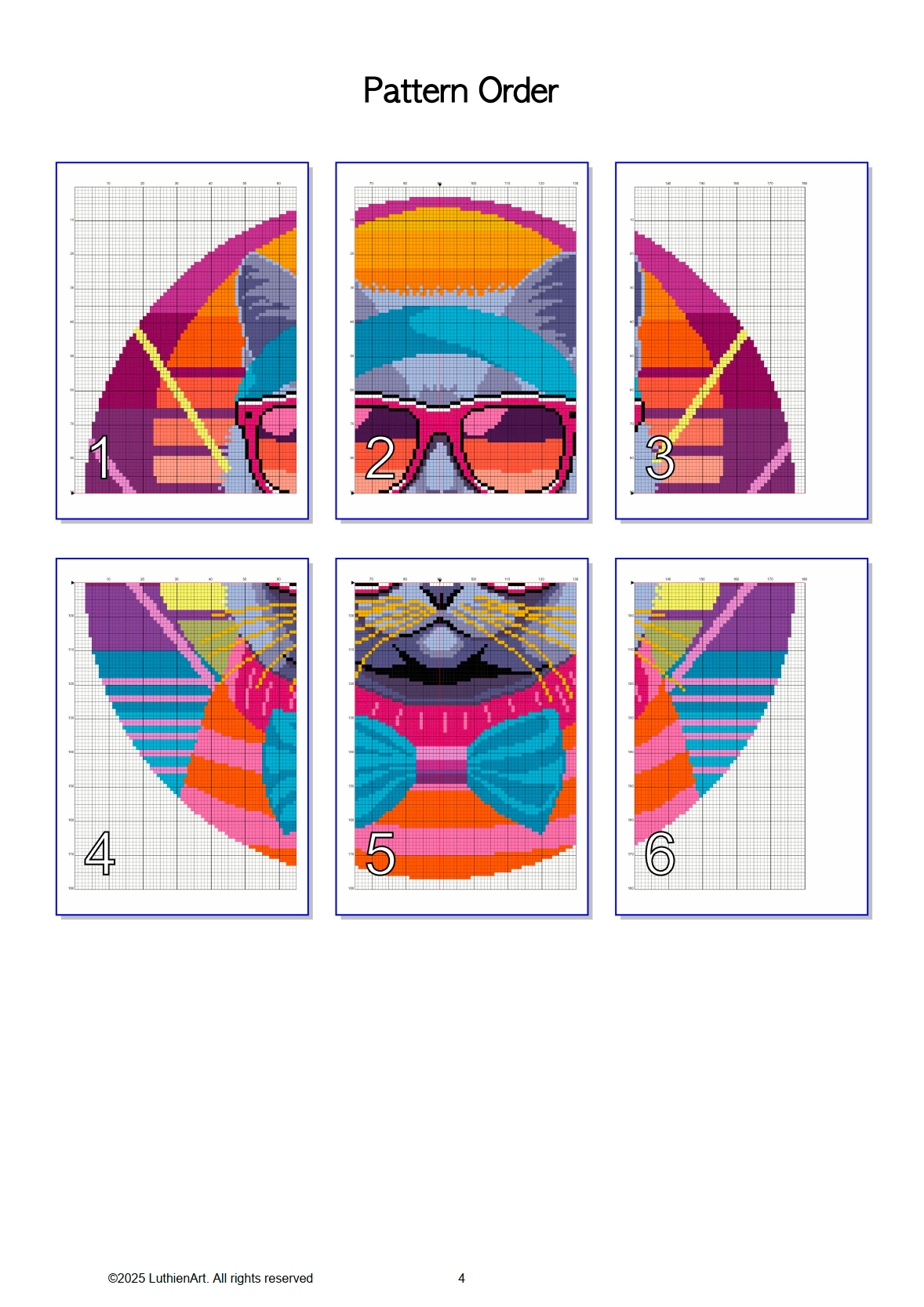 Retro Cool Cats - Boombox Era Neon Cat Cross Stitch Pattern