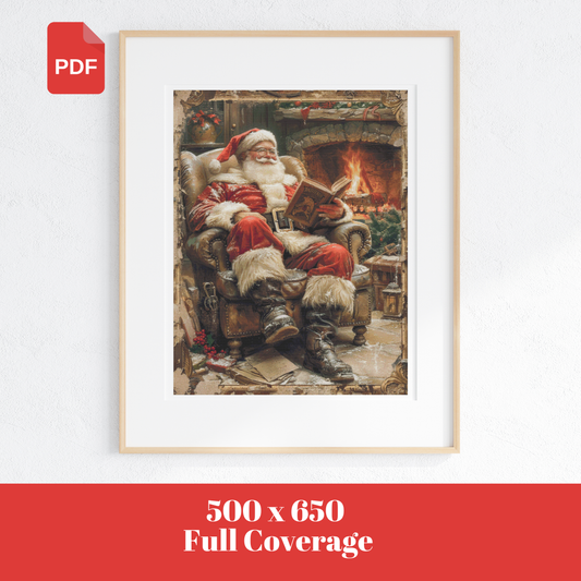 Vintage Fireside Stories with Santa Cross Stitch Chart