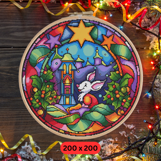 Stained Glass Fairy Christmas Cross Stitch Pattern