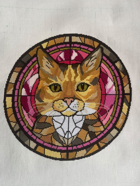 Stained Glass Cats Cross Stitch Pattern - Tabby Calico Cat