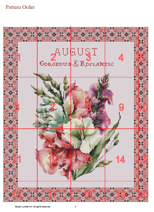 Vintage August Birth Month Flower Cross Stitch Sampler