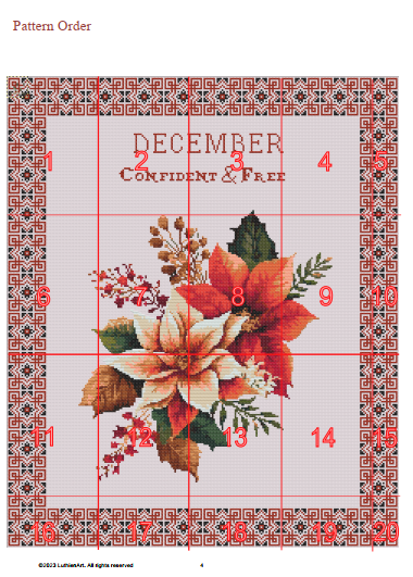 Vintage December Birth Month Flower Cross Stitch Sampler