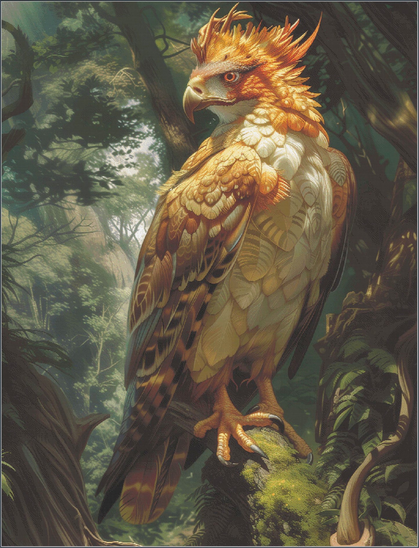 Golden Crowned Eagle Cross Stitch Chart