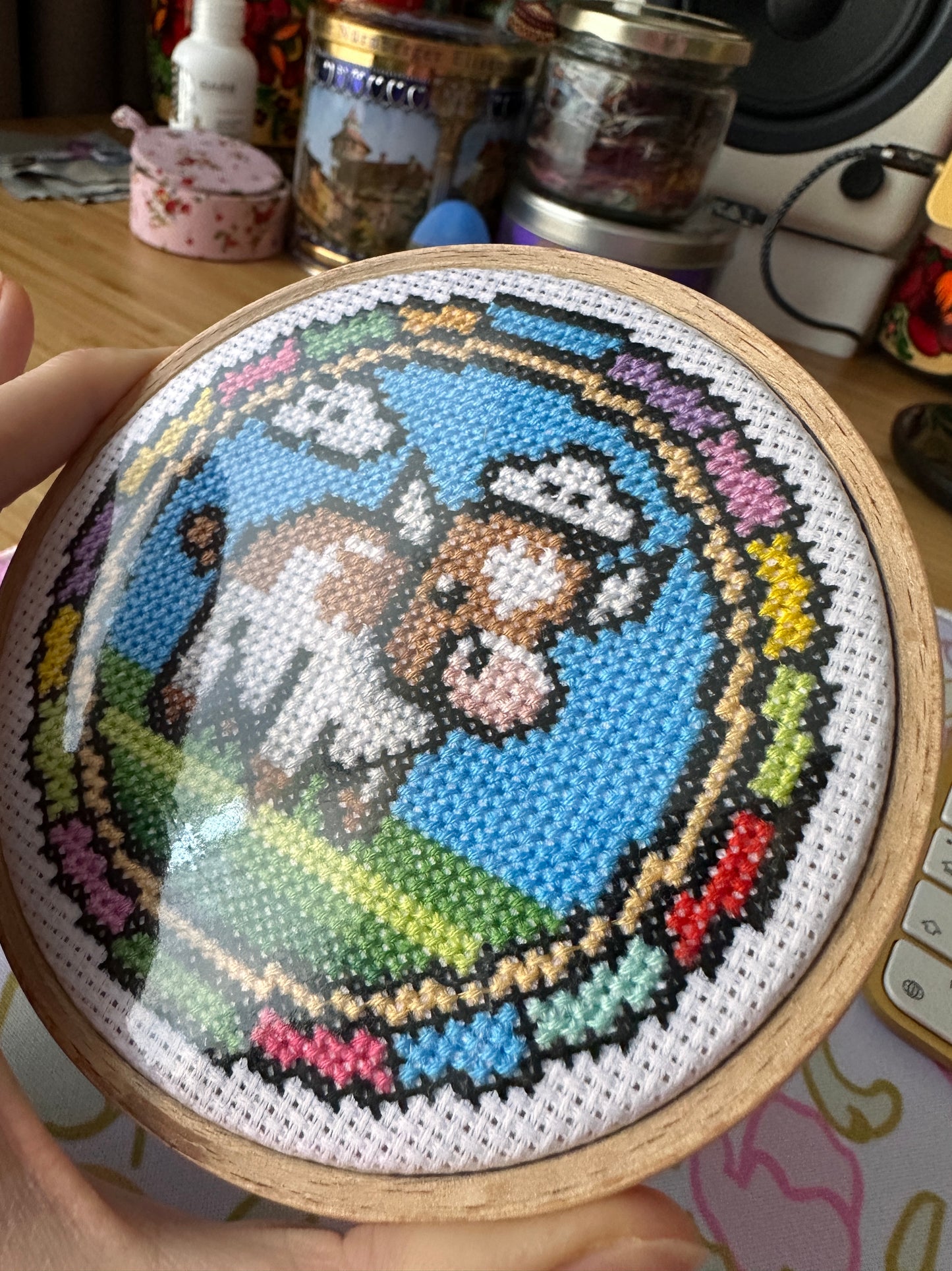 Stained Glass Mini Cross Stitch Bear Pattern