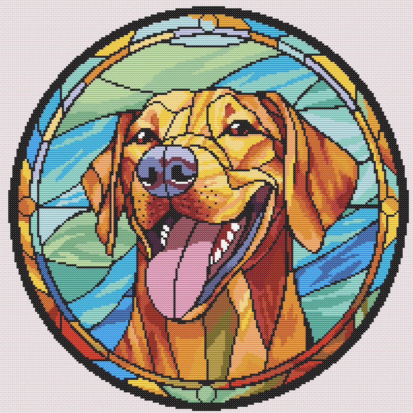 Stained Glass Tan Labrador Retriever Cross Stitch Pattern