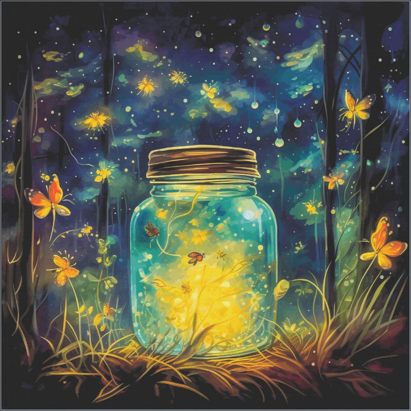 Magical Fireflies Cross Stitch Chart