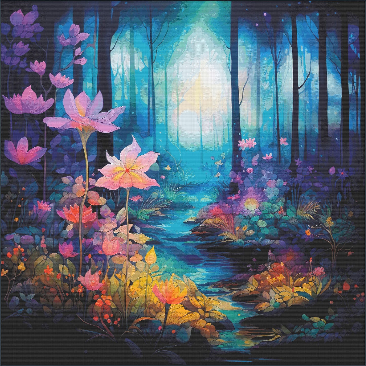 Neon Woodland Whispers Cross Stitch Chart