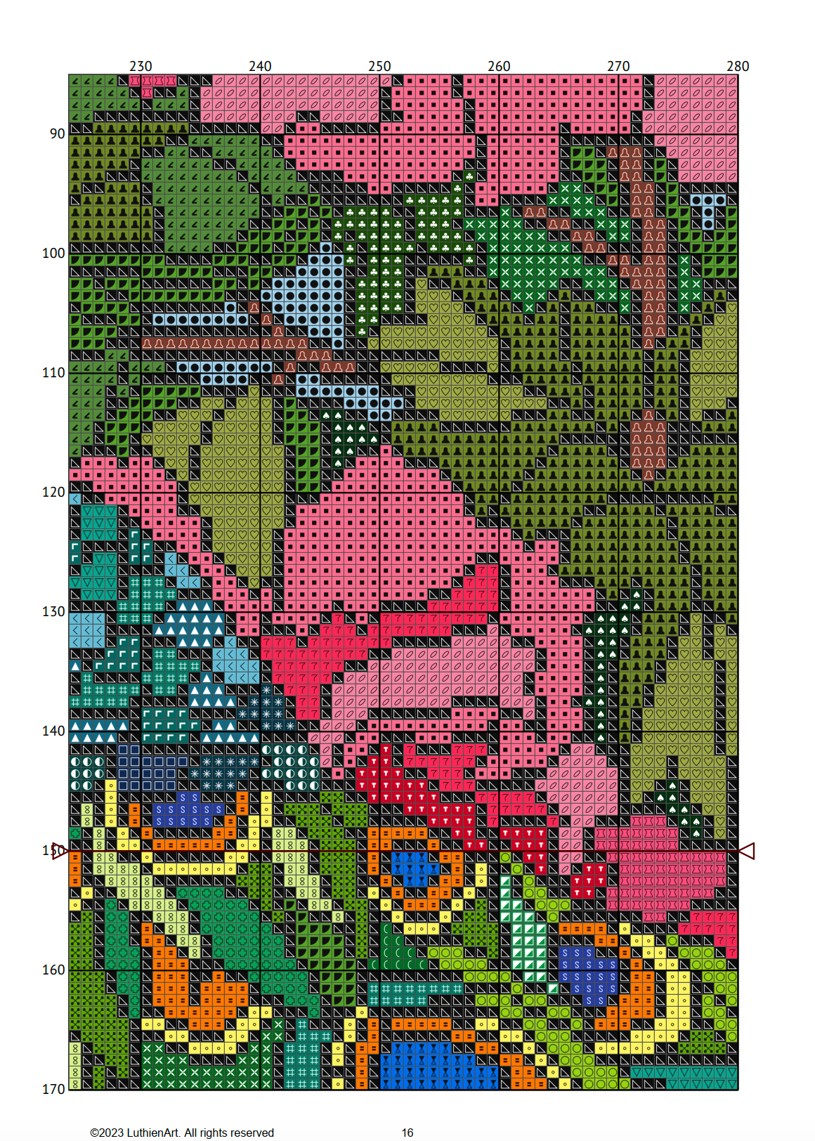 Peacock and Peonies Cross Stitch Chart