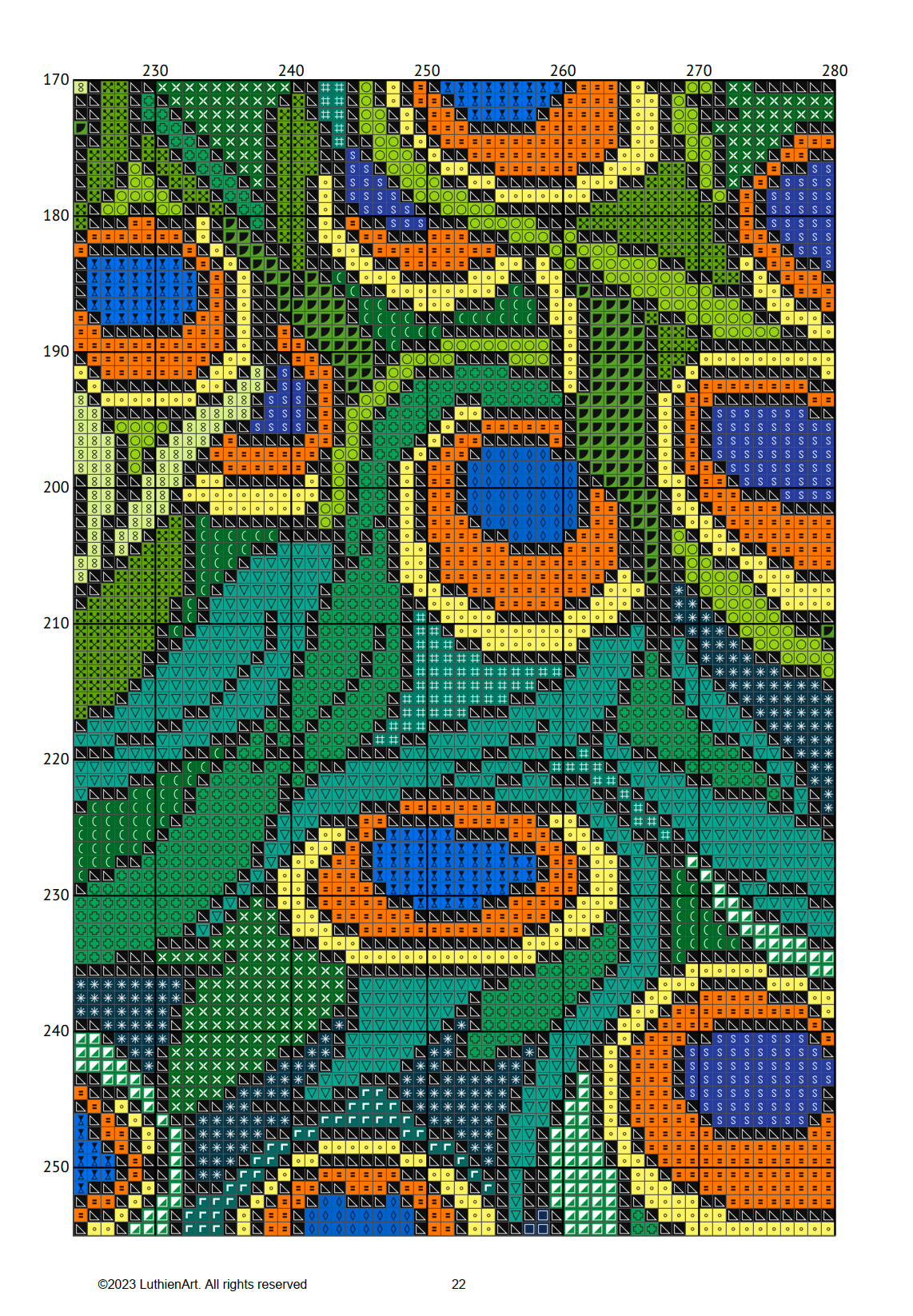 Peacock and Peonies Cross Stitch Chart