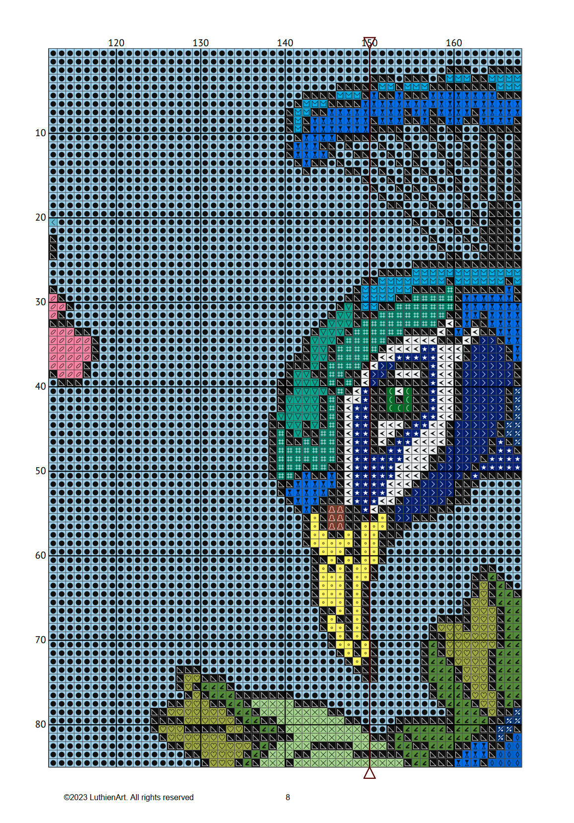 Peacock and Peonies Cross Stitch Chart