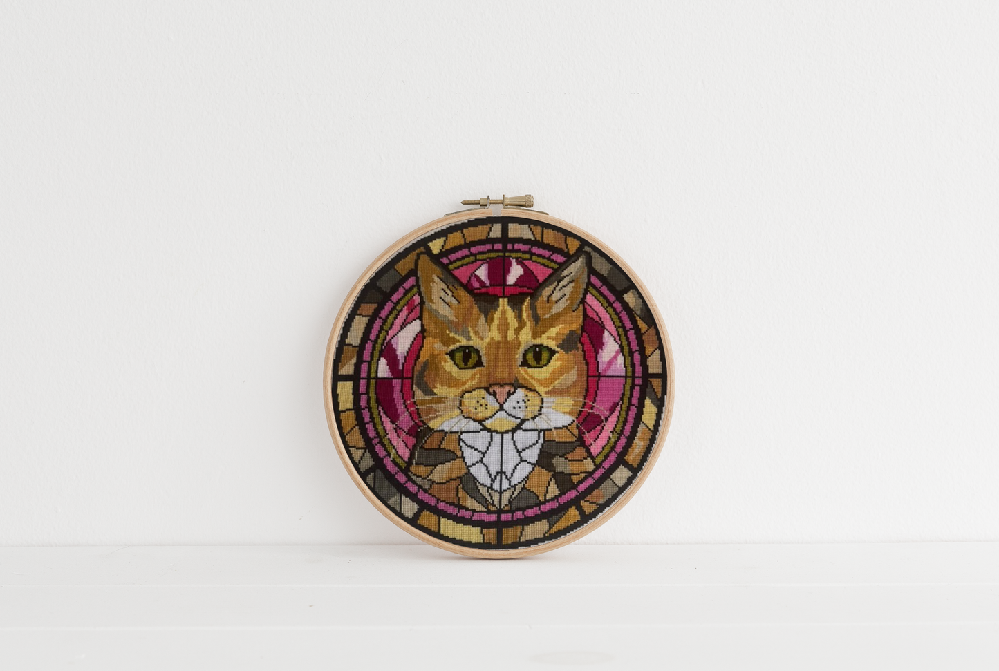 Stained Glass Cats Cross Stitch Pattern - Tabby Calico Cat