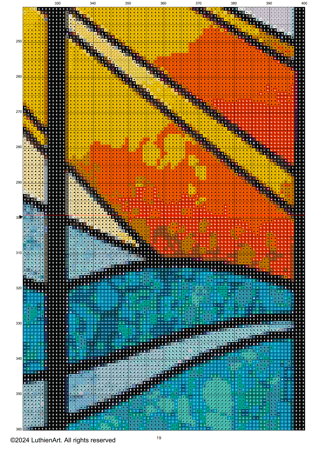 Stained Glass Ocean Collection Orca Cross Stitch Chart