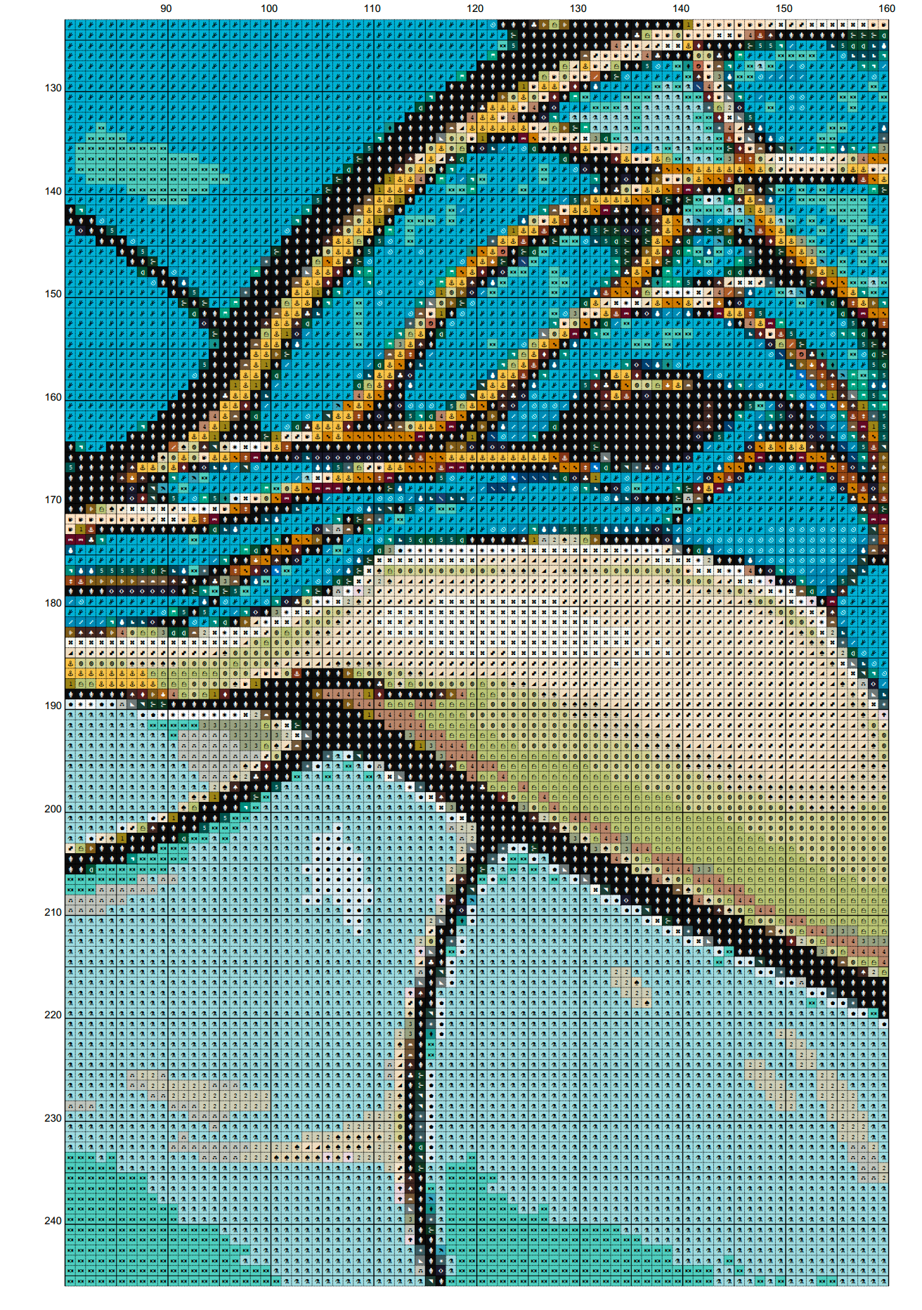 Stained Glass Ocean Collection Dolphin Cross Stitch Chart