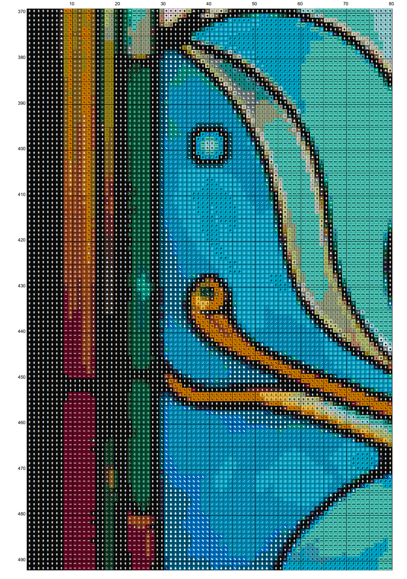 Stained Glass Ocean Collection Dolphin Cross Stitch Chart