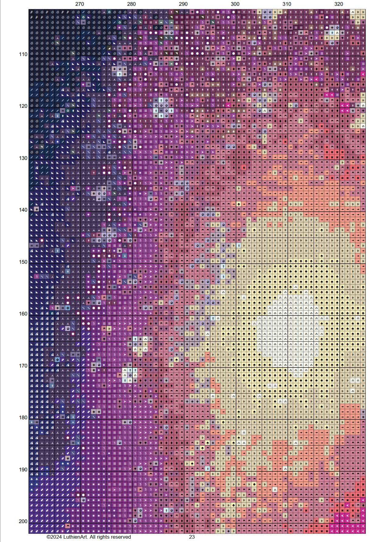 Vintage Starry Night Sky Cross Stitch Chart - Large Size