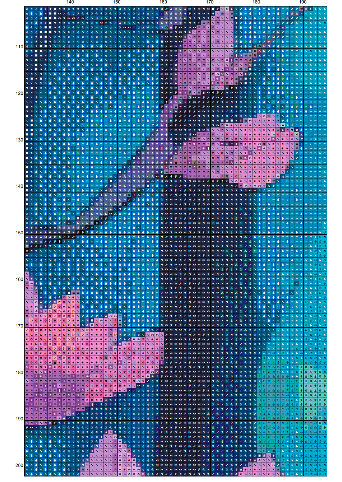 Neon Woodland Whispers Cross Stitch Chart