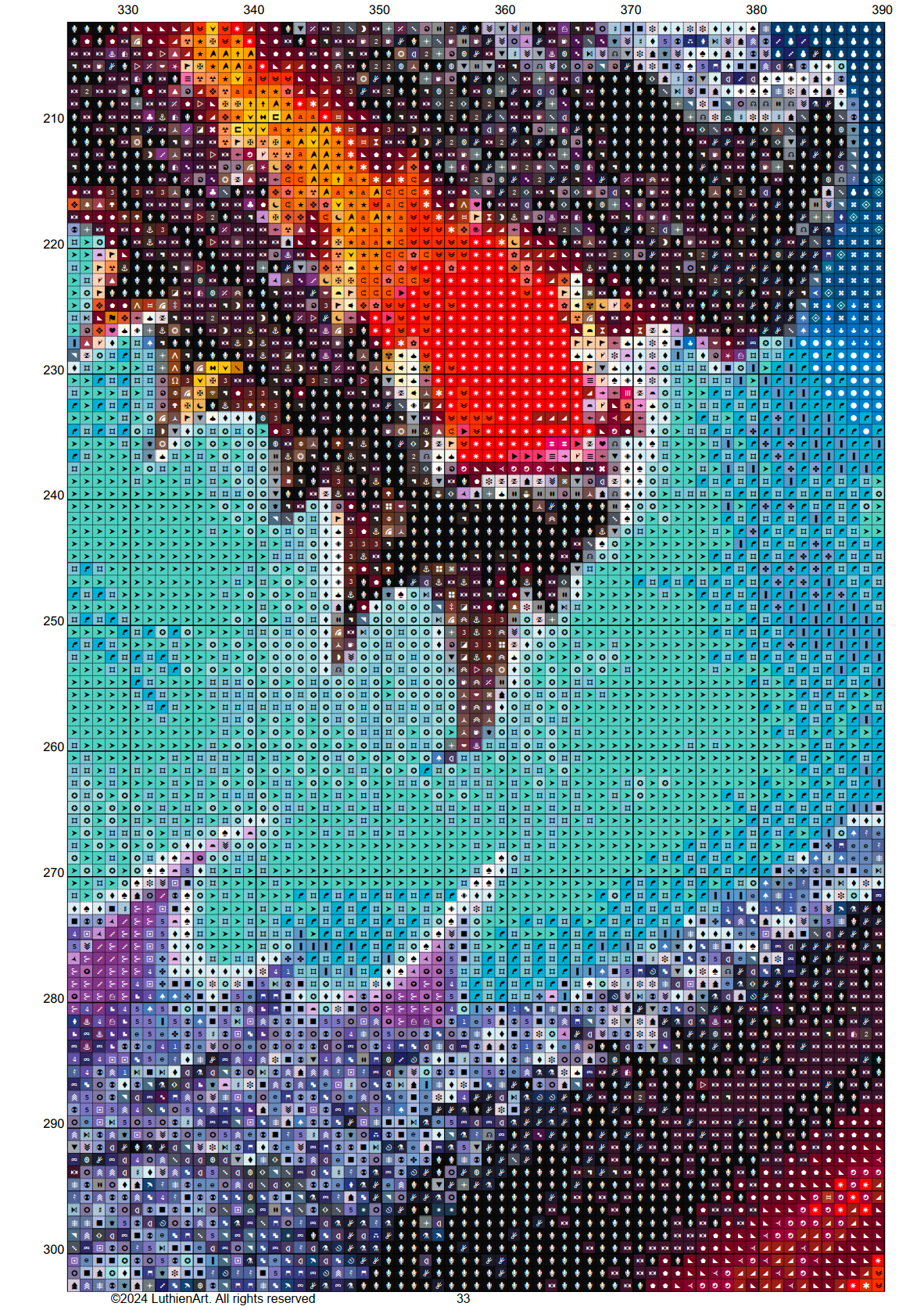 Dragon's Treasure Cross Stitch Chart