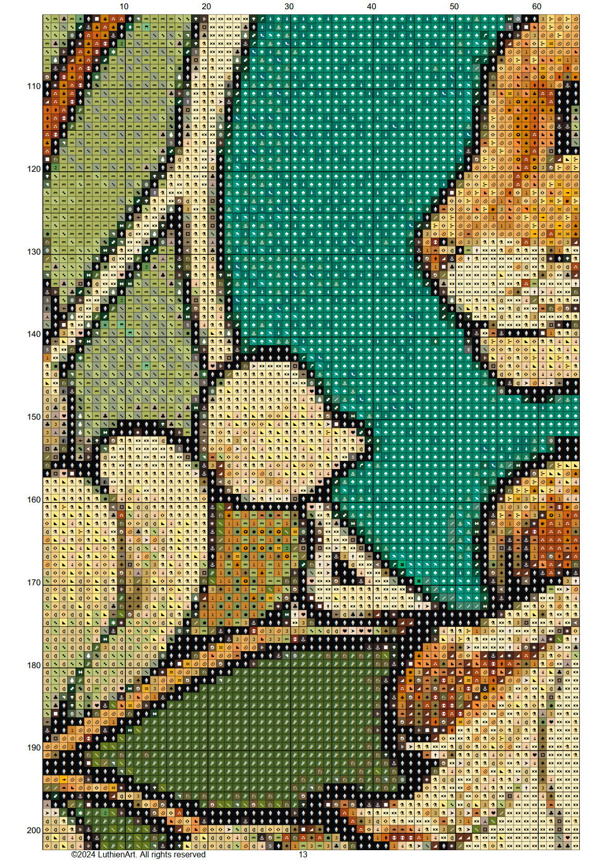 Art Nouveau Floral Cats Cross Stitch Chart