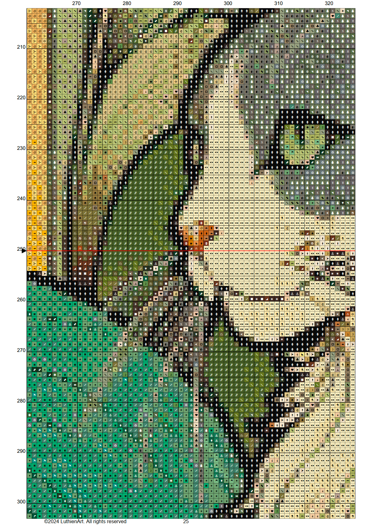 Art Nouveau Floral Cats Cross Stitch Chart