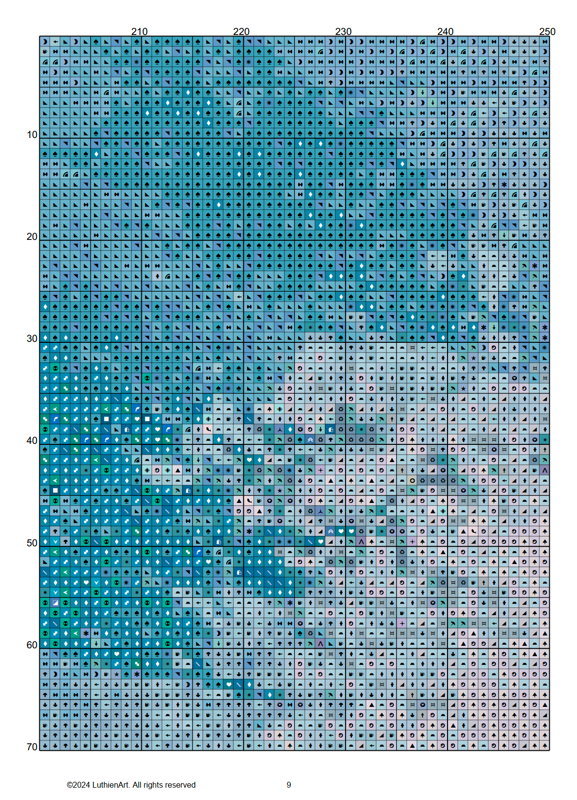 Foamy Ocean Waves  Cross Stitch Chart (Large)