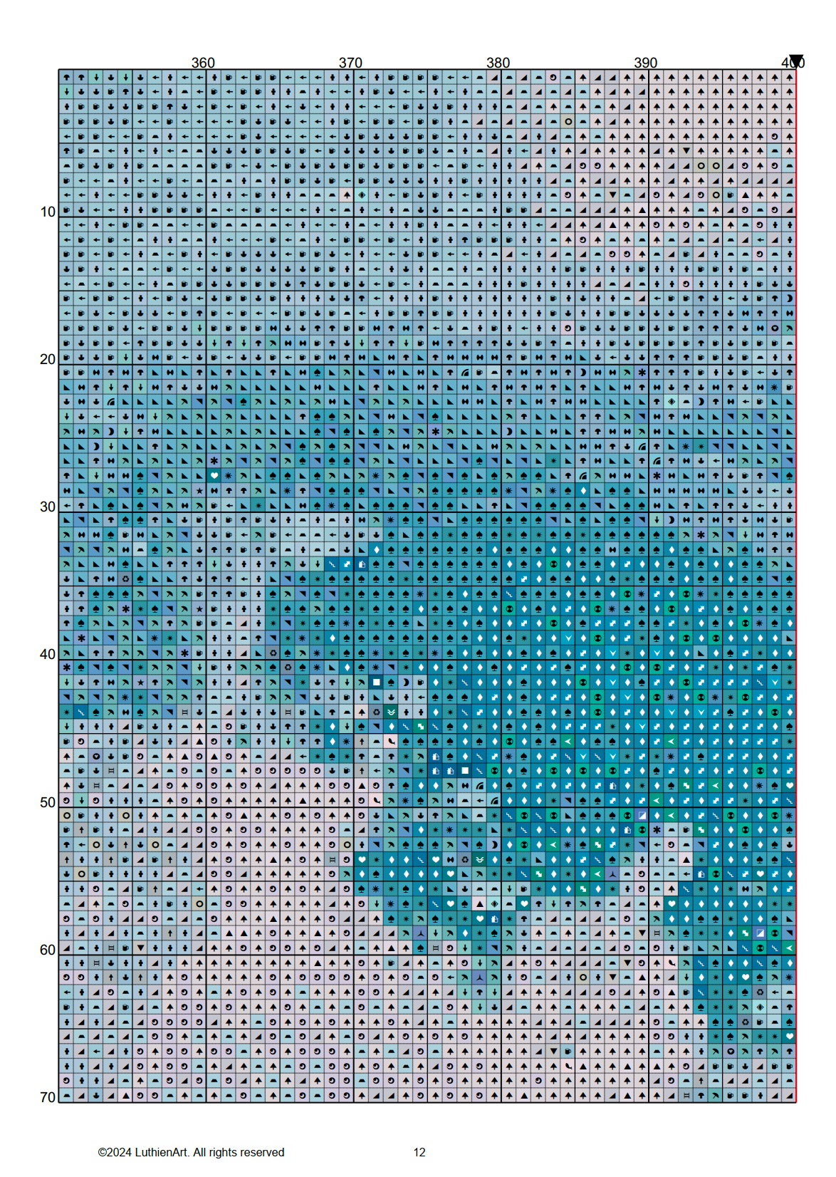 Foamy Ocean Waves  Cross Stitch Chart (Large)