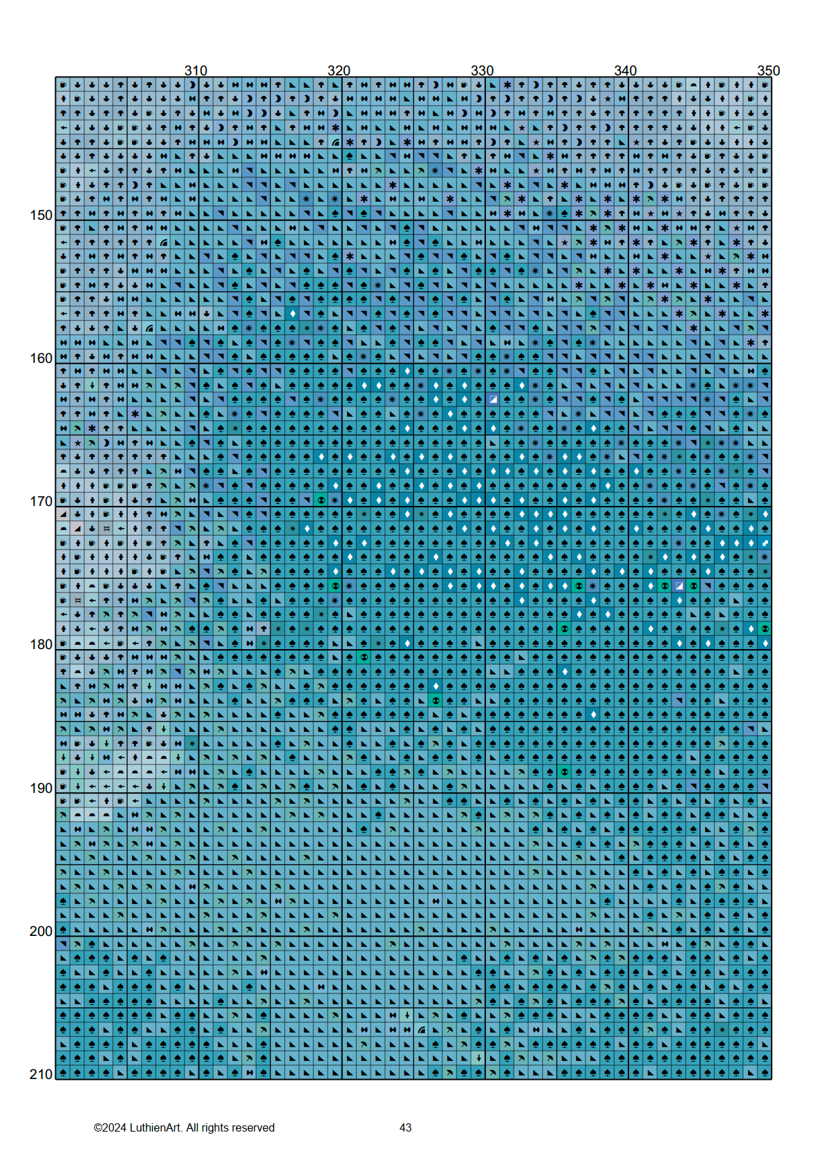 Foamy Ocean Waves  Cross Stitch Chart (Large)