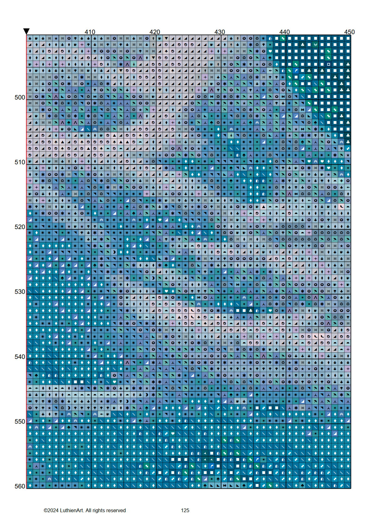 Foamy Ocean Waves  Cross Stitch Chart (Large)