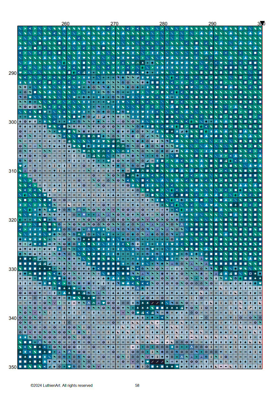 Foamy Ocean Waves Cross Stitch Chart (Medium)