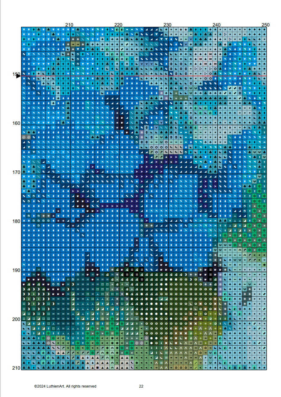 Blue Hydrangea Cross Stitch Chart