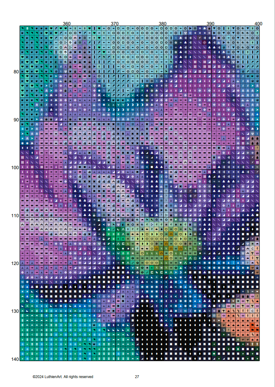 Watercolor Blue and Purple Flowers Cross Stitch Chart