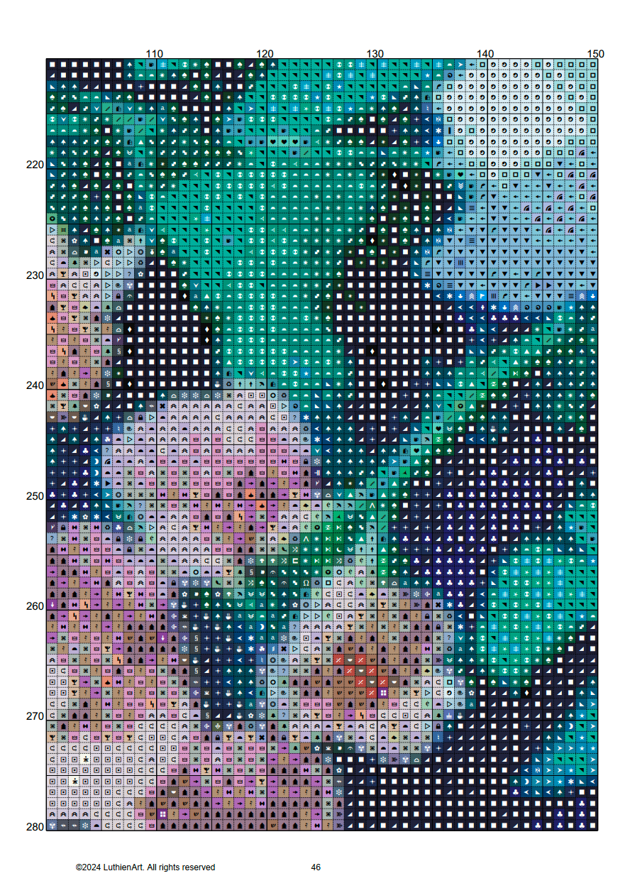 Watercolor Blue and Purple Flowers Cross Stitch Chart