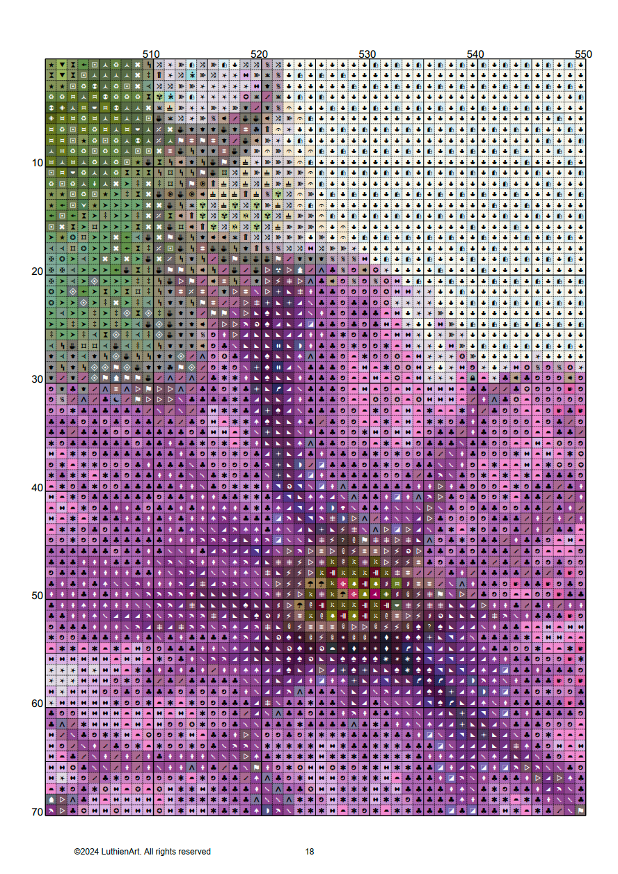 Watercolor Purple Flowers Cross Stitch Chart