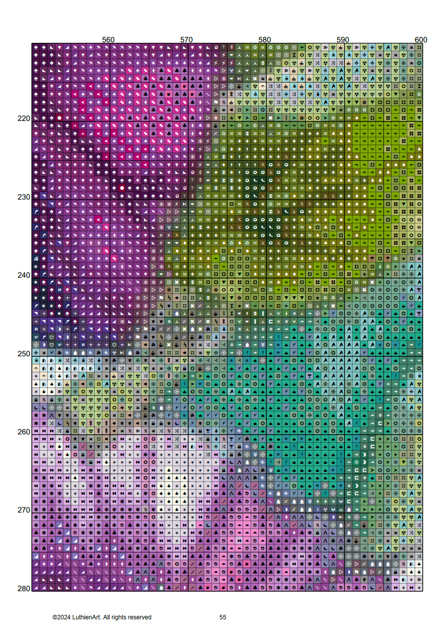 Watercolor Purple Flowers Cross Stitch Chart