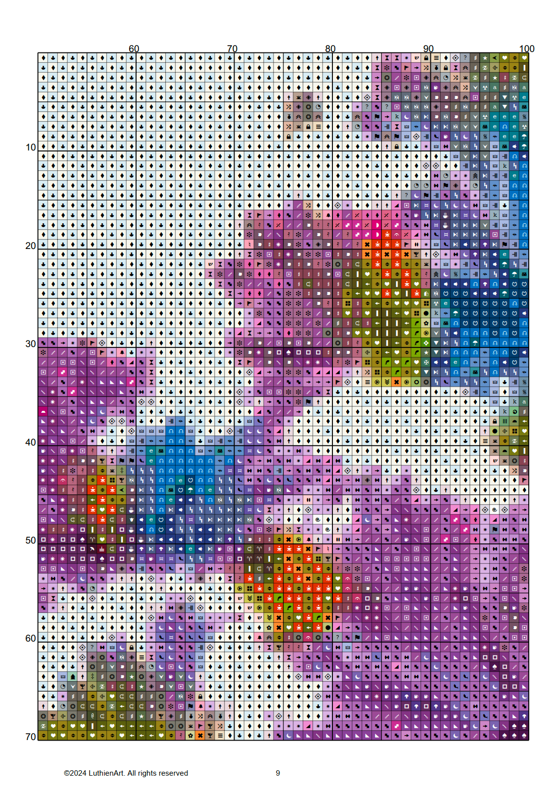 Watercolor Purple Flower Cross Stitch Chart