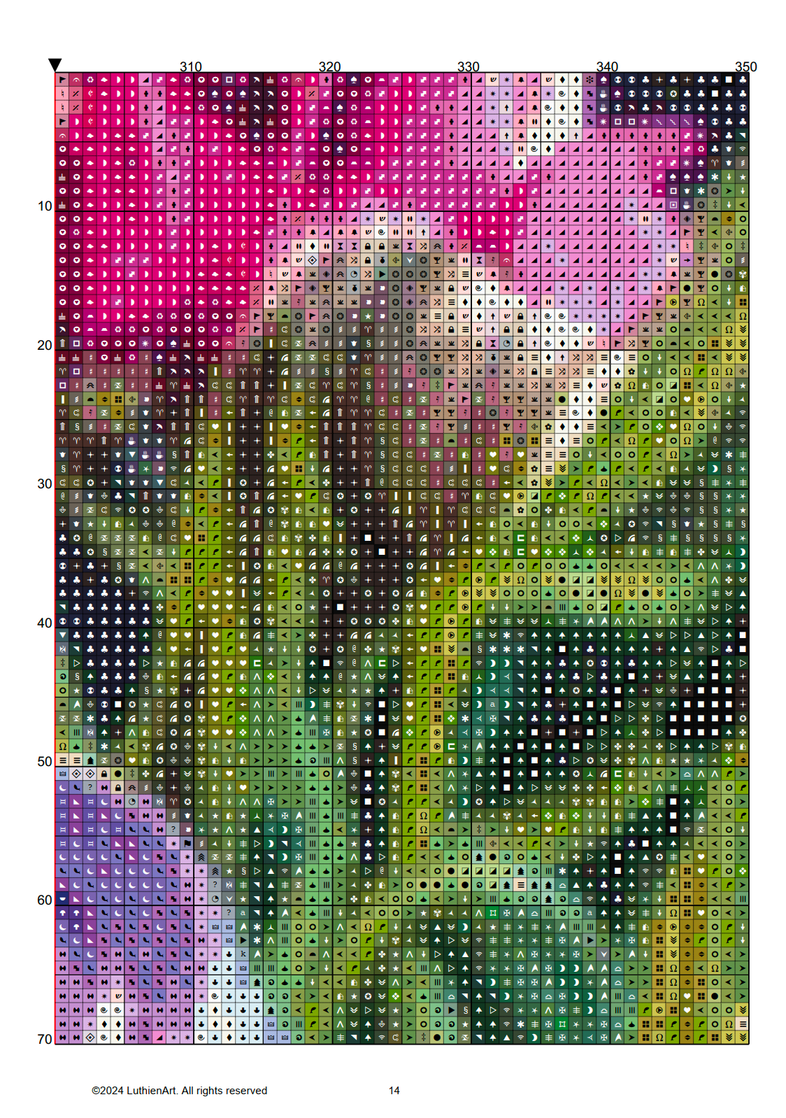 Watercolor Purple Flower Cross Stitch Chart