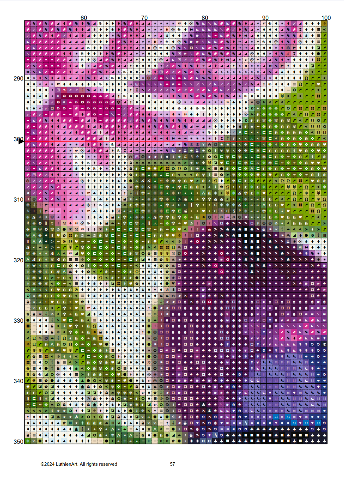 Watercolor Purple Flower Cross Stitch Chart