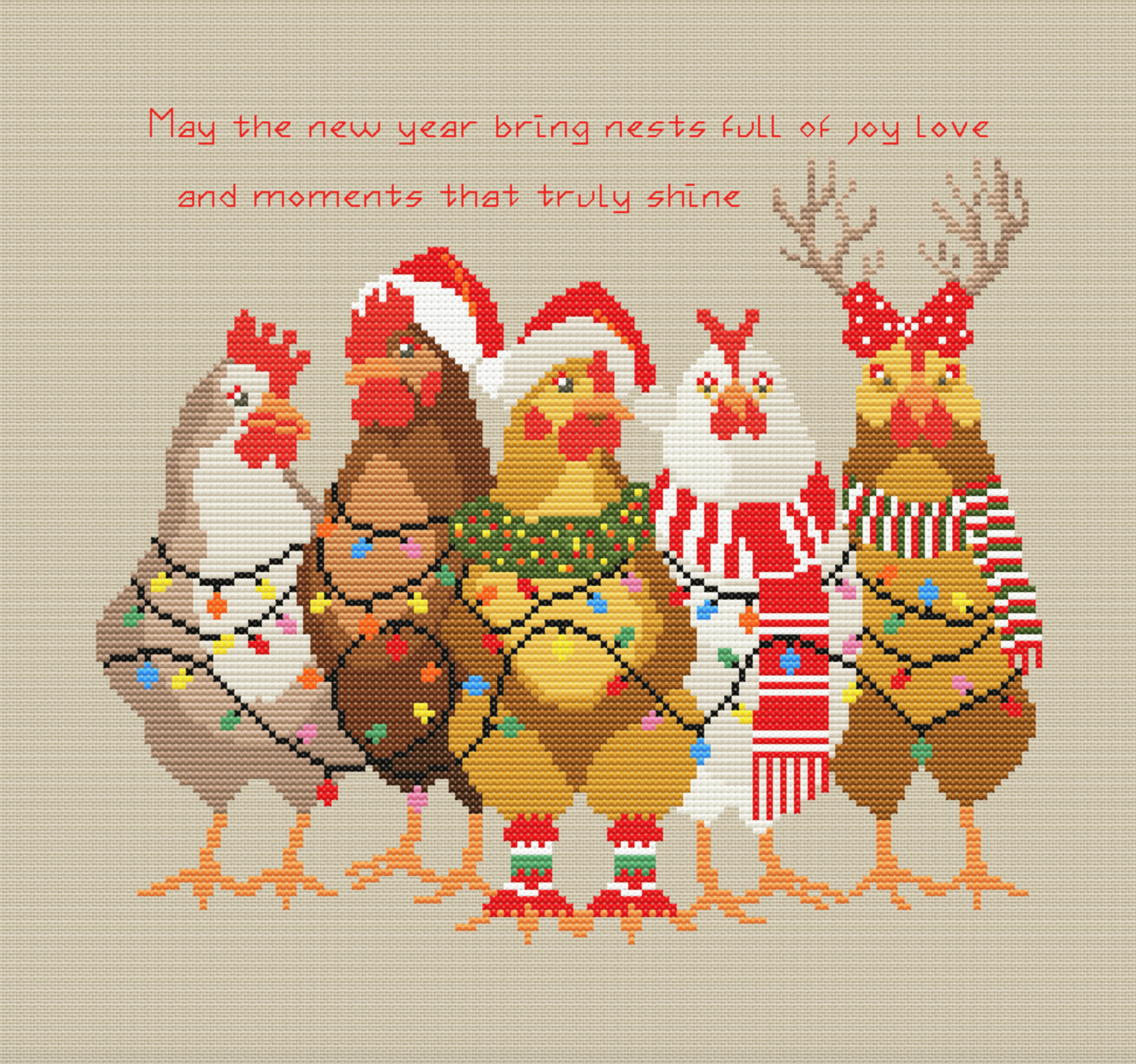 Merry Chickmas Christmas Cross Stitch Pattern