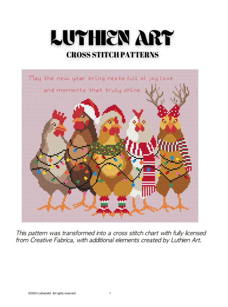 Merry Chickmas Christmas Cross Stitch Pattern