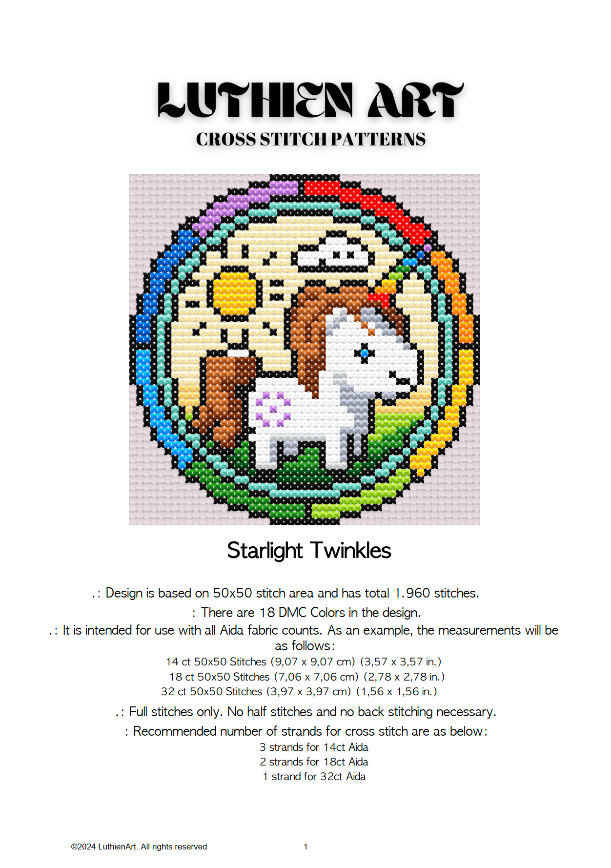 Stained Glass Mini Cross Stitch Unicorn Pattern