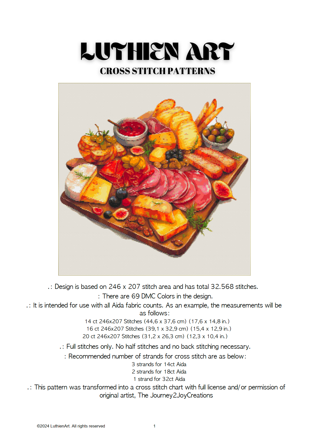 Saturday Charcuterie Board Cross Stitch Pattern