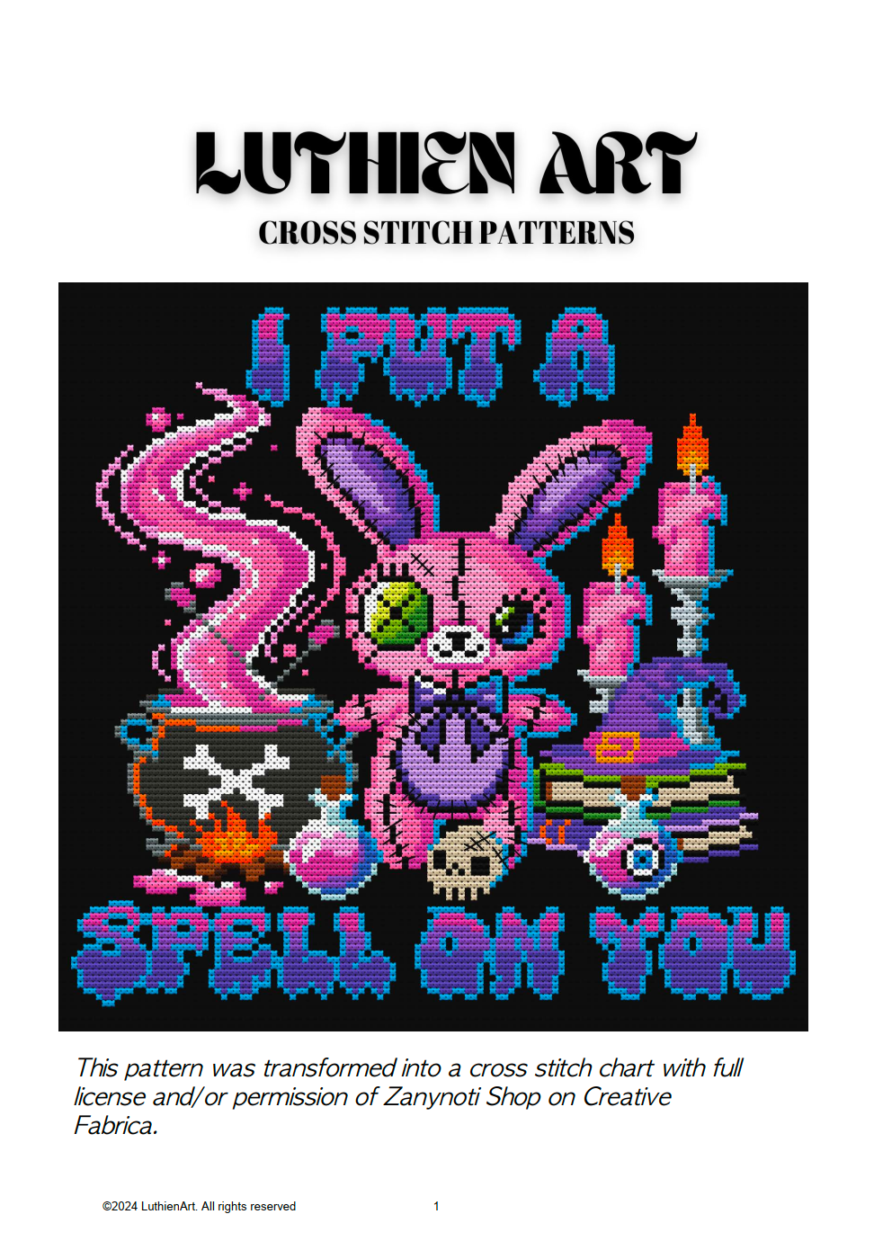 VooDoo Love Spell Halloween Cross Stitch Pattern