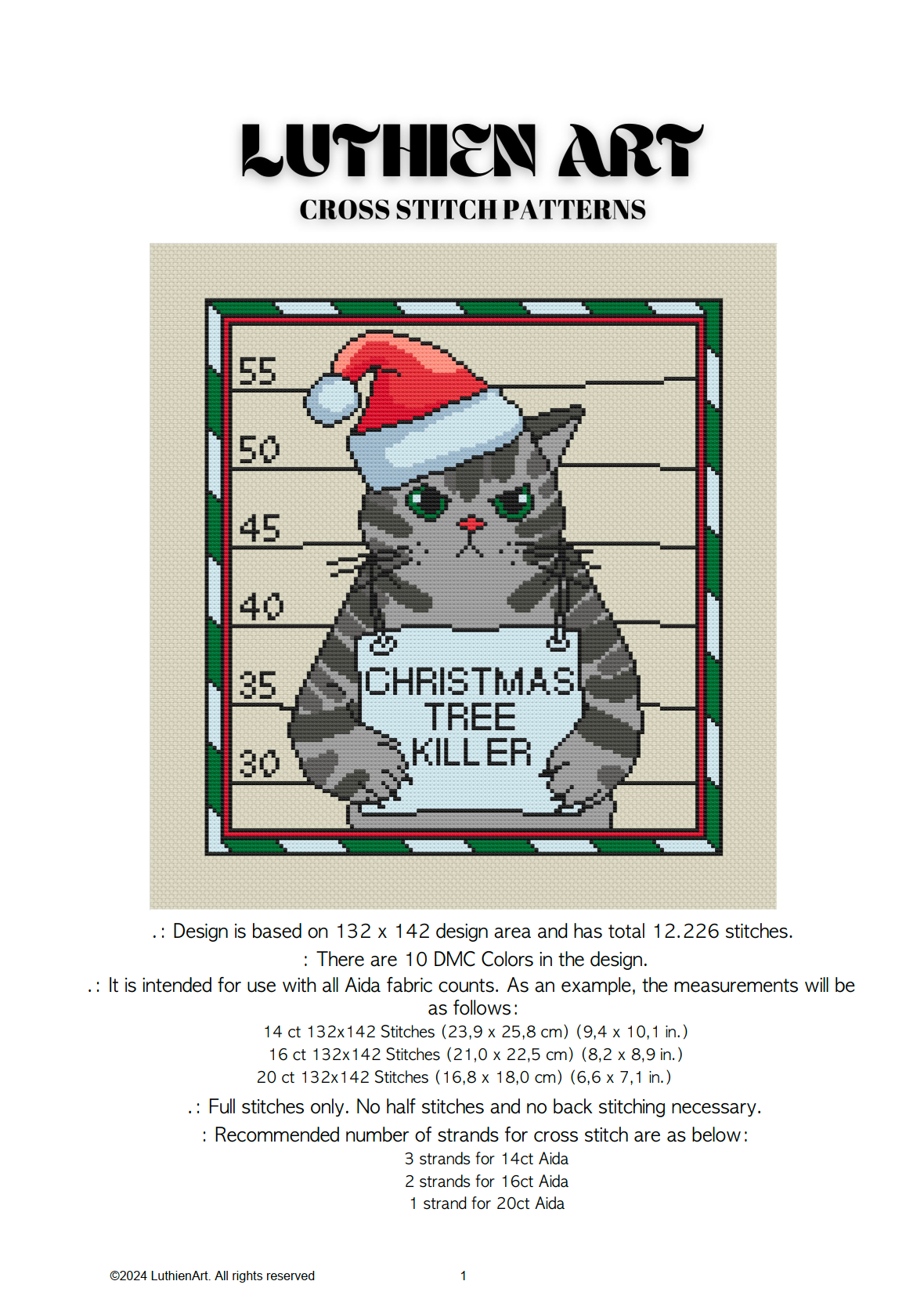 The Christmas Tree Killer Cross Stitch Pattern