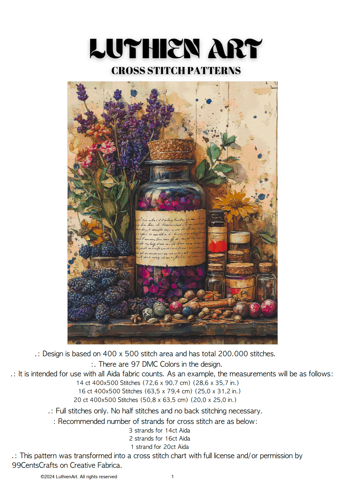 Winter Apothecary Cross Stitch Chart