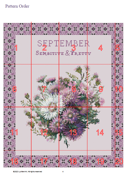 Vintage September Birth Month Flower Cross Stitch Sampler