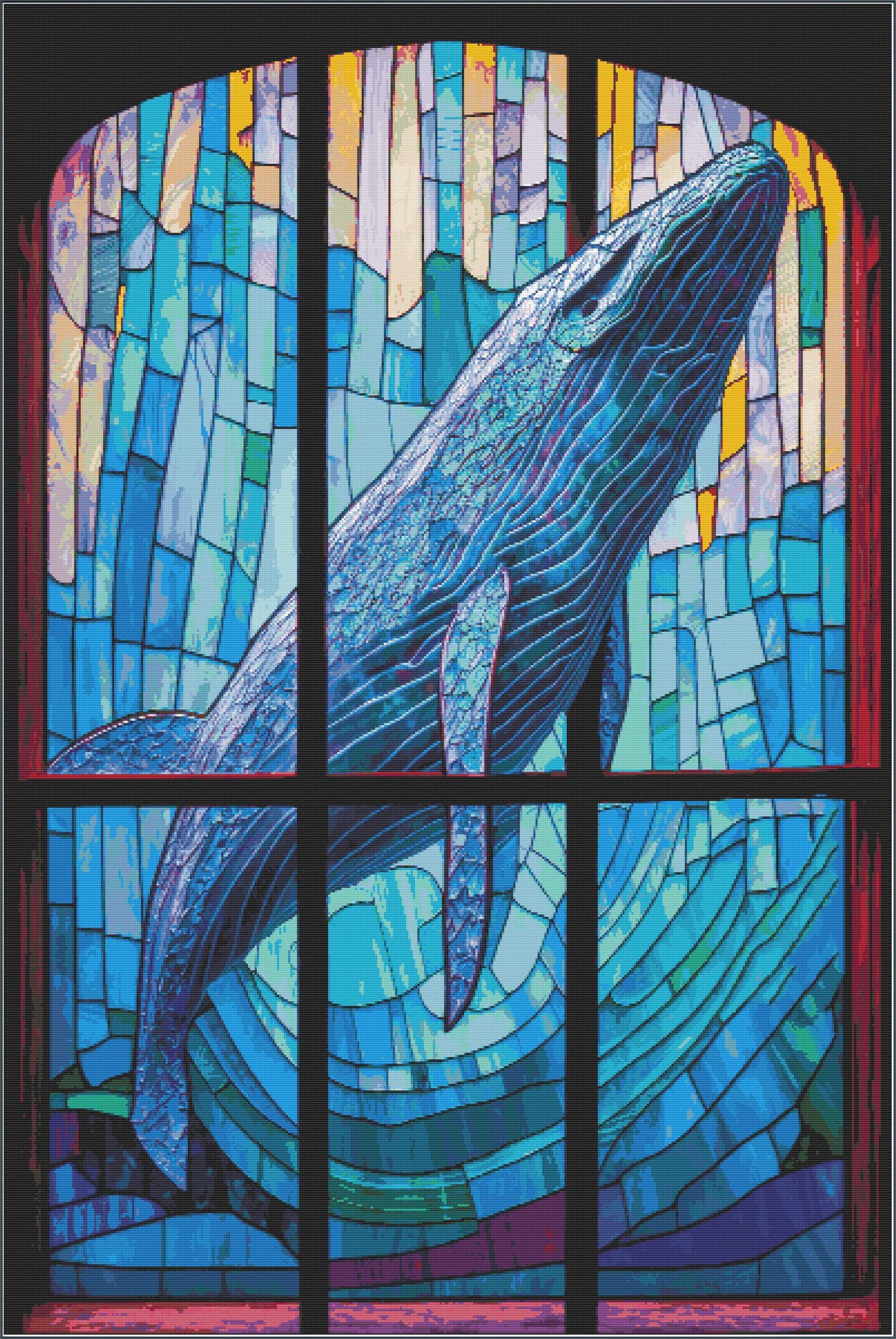 Stained Glass Ocean Collection Whale Cross Stitch Chart