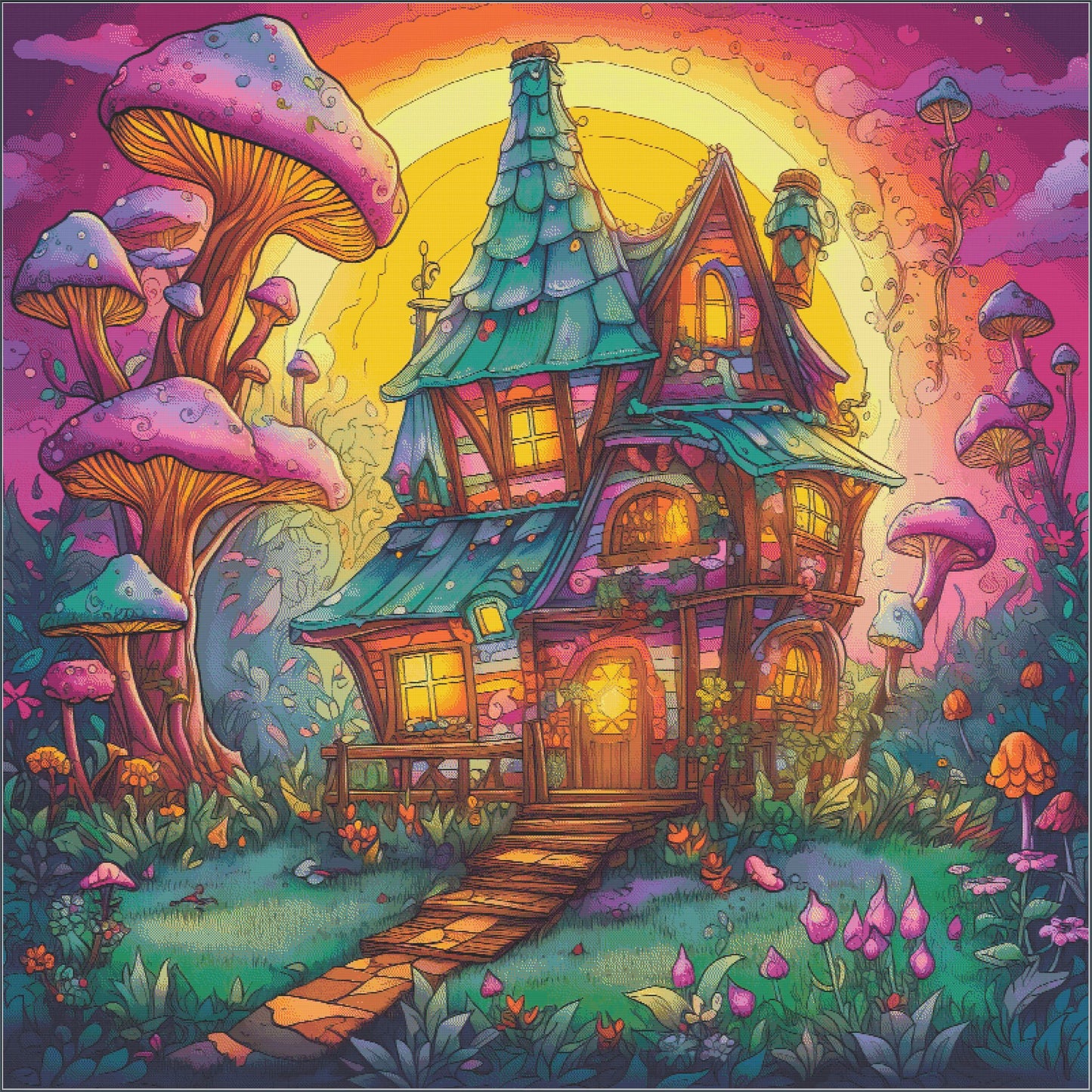 Whimsical Gnome House Cross Stitch Chart