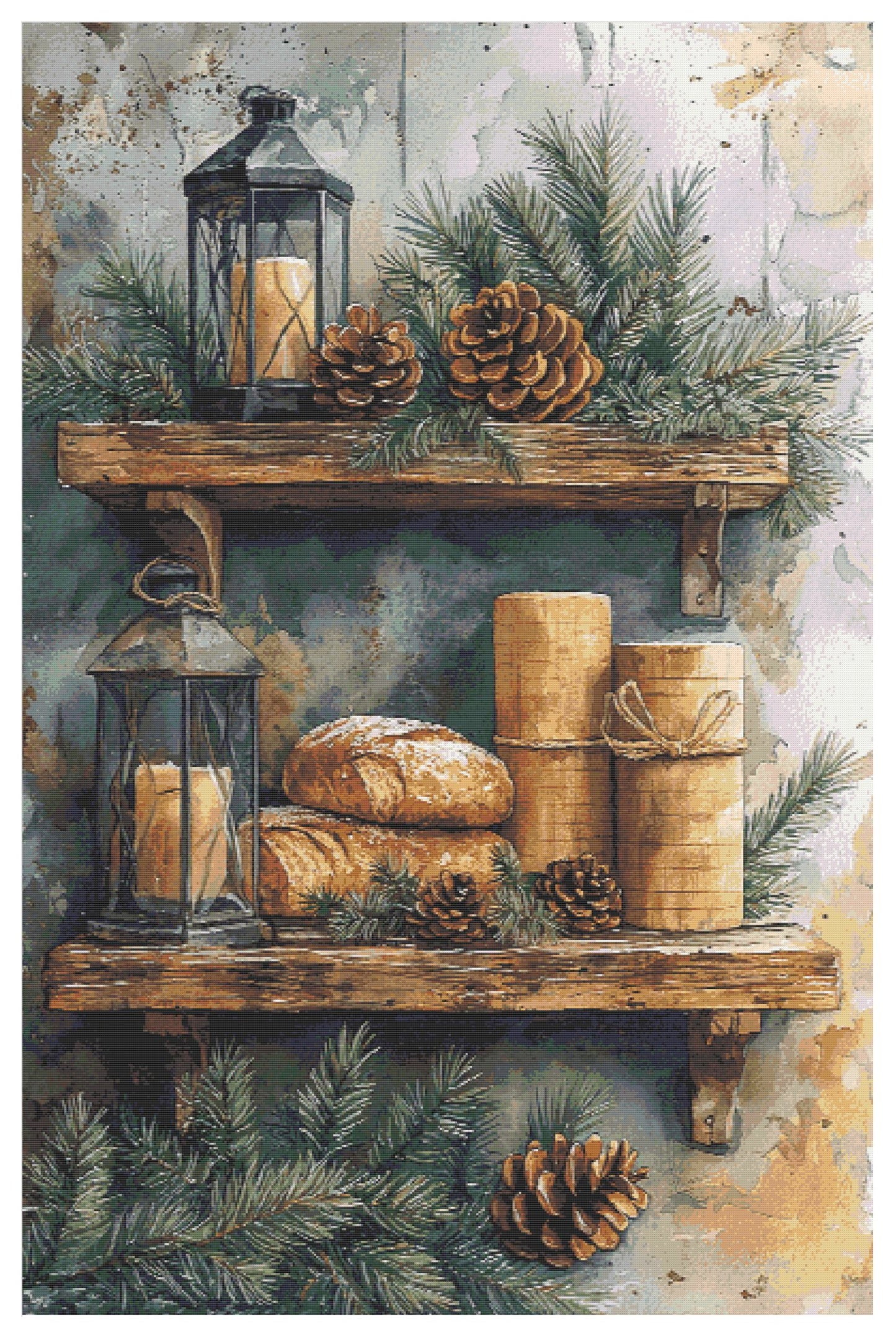 Winter Comfort Shelf Cross Stitch Chart